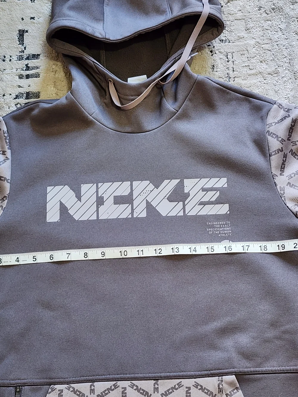 Nike Taupe Patterned-Sleeve Hoodie